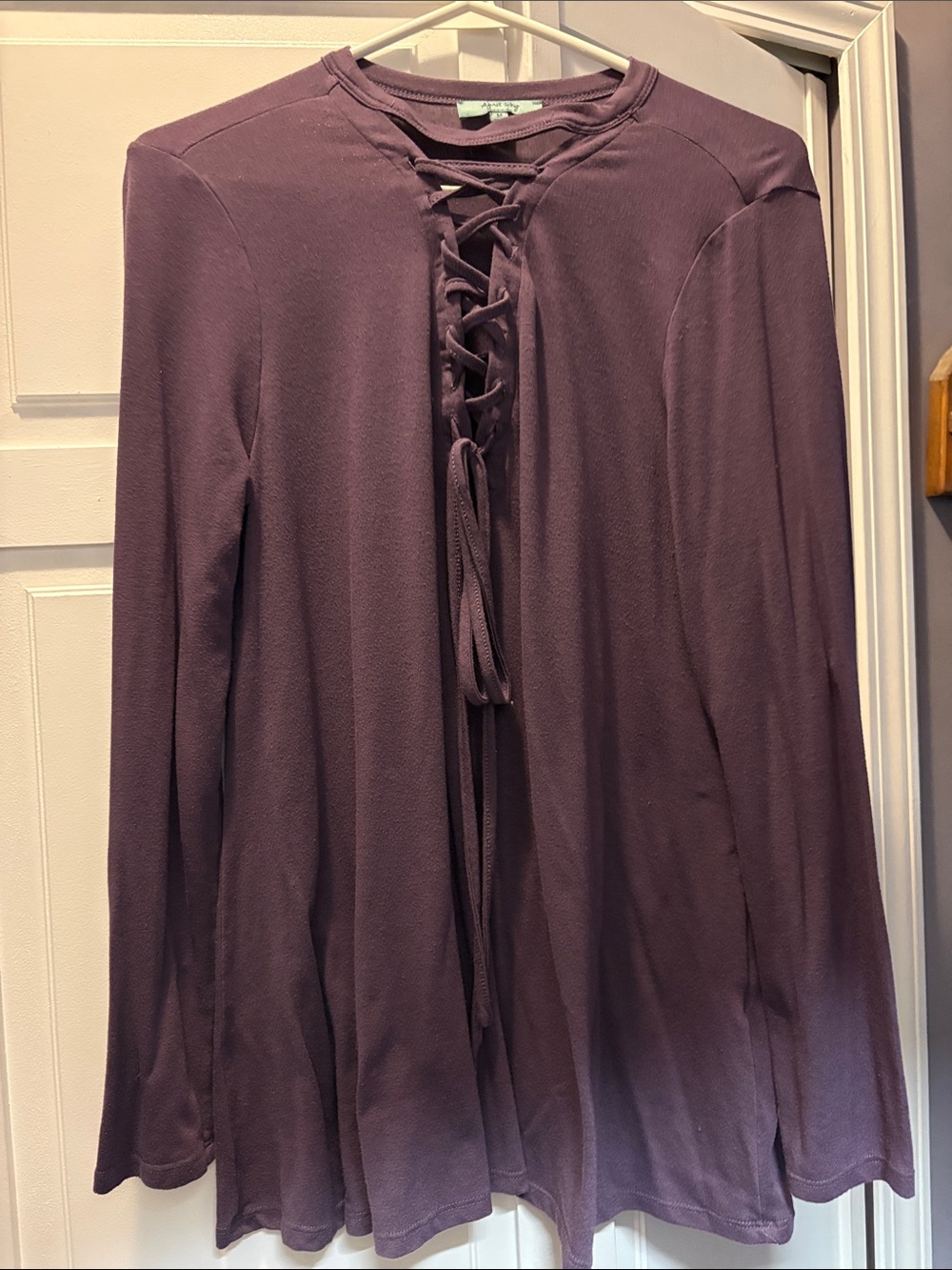 Lace-Up Long Sleeve Women's Top - Dusty Plum